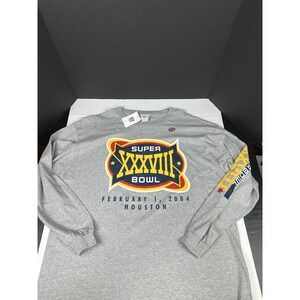 NWT NFL SUPER BOWL XXXVIII HOUSTON FEBRUARY 1, 2004 Men's XL Pullover Gray